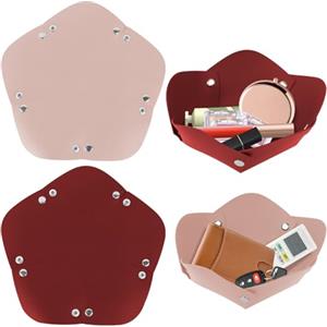 momgyaamz Vassoio Portaoggetti in Pelle, Svuotatasche per Decorare e Conservare I Gioielli, Svuotatasche Thun per Conservare Chiavi, Gioielli, Cosmetici, Occhiali e Telefoni Cellulari, Vassoio Bagno 2 Pezzi