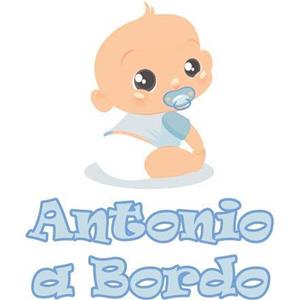 GamesMonkey Adesivo Bimbo Bimba a Bordo - - Nome Personalizzato 12 CM - Maschio - Stickers Auto Esterno Vinile Lucido (Antonio)