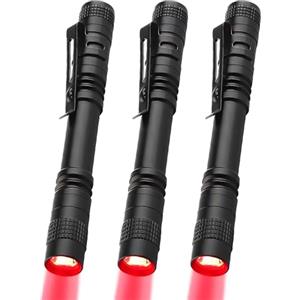 MVIOCS Mini torcia tascabile a LED rossa, impermeabile, con clip, piccole torce a luce rossa per lavoro, astronomia, aviazione, osservazione notturna (confezione da 3 luci rosse)