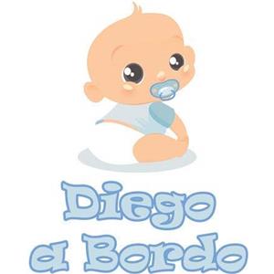 GamesMonkey Adesivo Bimbo Bimba a Bordo - - Nome Personalizzato 12 CM - Maschio - Stickers Auto Esterno Vinile Lucido (Diego)