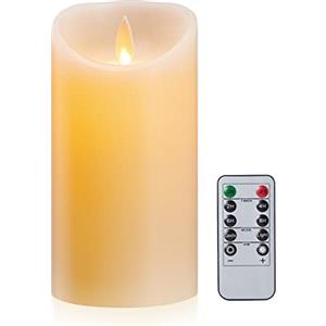 FiiMoo Candele LED, Alimentazione a Batteria Candele, Candele Flickering Flameless, Candele Batteria con Telecomando, Candele Elettriche per Festa, Vacanze, Matrimoni Decorazione-12.5cm Avorio