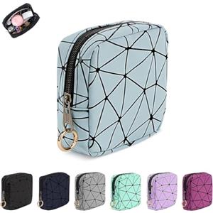 Playexen Trousse Trucchi Donna, Piccolo Porta Trucchi PU per Cosmetica, Pochette Donna Trucchi Multifunzionale Portatile Beauty Case da Viaggio, Borsa da Toilette Impermeabile Ragazza, Idee Regalo(1Pz,PBlu)