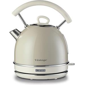 Ariete Bollitore Vintage 2877, Bollitore Elettrico con Livello Acqua Visibile, Base Cordless 360°, Spegnimento Automatico, Impugnatura Ergonomica, Capacità 1,7 L, Acciaio Inossidabile, 2000W, Beige