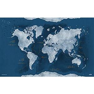 Grupo Erik: Sottomano Mappamondo Azzurro, Tappetino da scrivania rigido, 49,5 x 34,5 cm, Sottomano scrivania bambini, tappetino interattivo o tovaglietta colazione