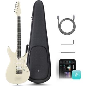 Enya Chitarra elettrica Inspire 39 intelligente in fibra di carbonio con altoparlante wireless da 15 W, 20 suoni diversi, preset integrati, cavo di ricarica, chiave di regolazione e custodia per