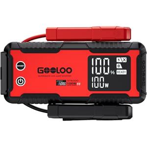 GOOLOO GT6000 Booster Avviamento Auto, 6000A Picco Ultar Sicuro Caricatore Rapido a Doppio Senso per Veicoli a 12V (All Benzina/12 L Diesel), Booster per Auto con Torcia LED e Schermo LED da 3,2