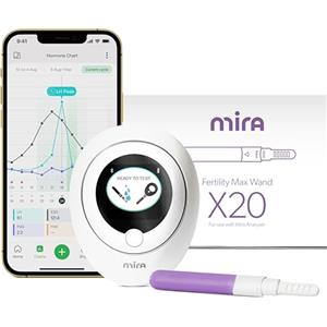 Mira Fertility MAX Test Ovulazione e Gravidanza per Donne, con 20 Stick per Test di Ovulazione e Monitor di Fertilità, Predittore di Ovulazione PdG, LH ed E3G a Casa, App Facile da Usare Inclusa