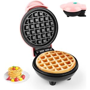 LWMTT Piastra Waffle Piccola,Mini waffle, macchina per waffle belga, Diametro 10 cm, 220 V, 350 W, Piccola Piastra per Waffle, Classica, Riscaldamento a Doppio Lato