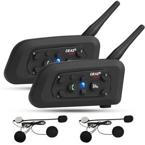 EJEAS V6pro Interfono Moto Bluetooth Coppia 1200 m Interfono in Tempo Reale Auricolare Casco Moto 6 Motociclisti Riduzione del rumore DSP Impermeabilità, USB-C