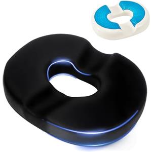 USHOP Cuscino Antidecubito,Cuscino a Ciambella,Cuscino ortopedico,schiuma di memoria con Strato in Gel,per Sedia a Rotelle Seggiolino Auto Ufficio Esterno