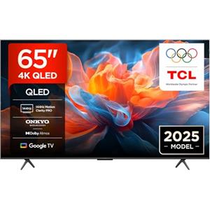 TCL 65T8C TV QLED 4K HDR Ultra HD da 65, QLED TV con tecnologia Google TV (Dolby Vision e Atmos, Motion Clarity Pro a 144 Hz, FreeSync, audio Onkyo 2.1, compatibile con Google Assistant)
