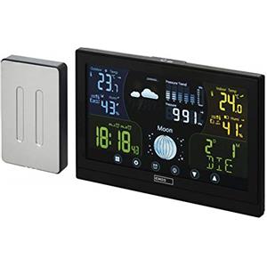 EMOS E6018 - Stazione meteorologica radio con sensore esterno e display touchscreen a colori + alimentatore, 13 funzioni: termometro, igrometro, barometro, previsioni meteo, orologio radiocontrollato