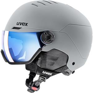 uvex wanted visor, casco da sci robusto unisex, con visiera, regolazione individuale delle dimensioni, rhino matt, 54-58 cm