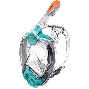 SEAC Libera, Maschera Integrale da Snorkeling di Nuova Generazione, Silicone Ipoallergenico, Sgancio Rapido, 4 Taglie, Blu/Arancione, XS/S