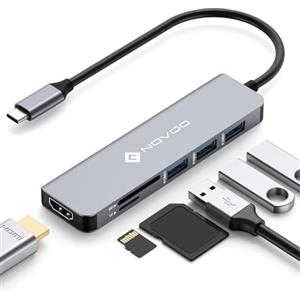 NOVOO Hub USB C, NOVOO Adattatore USB C con MacBook Pro/Air M1 M2, adattatore HDMI 4K, 3 x USB 3.0, Card Reader SD/TF, dock multiporta compatibile con Dell Surface Lenovo Hp altri dispositivi di tipo C