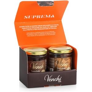 Venchi - Kit Crema di Cioccolato Spalmabile Latte e Fondente - Set 2 Vasetti - Nocciola Piemonte IGP, 400 g - Senza Glutine