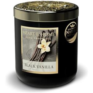 Heart and Home HEART & HOME - Candela profumata a base di cera naturale di soia per la casa - Piccolo vaso di vaniglia nero - Durata di combustione 30 ore - Regalo, decorazione e profumo per la casa - vaso di vetro