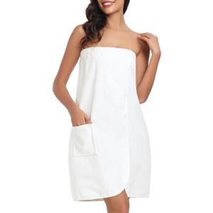 Lovasy Accappatoio da Bagno Donna Morbido Asciugamano Avvolgente Spa Accappatoio con Bottoni Regolabili Accappatoio per Doccia e Bagno Leggero Kilt da Sauna con Tasca,A-Blu pavone,L