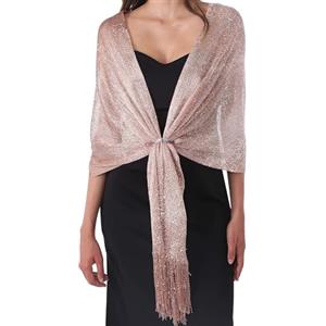 DiaryLook Stola scialle donna mantella elegante, coprispalle argento, stola oro elegante foulard con frange vintage disponibile In diversi colori per Matrimoni Cerimonia Sposa Festa,Rose Gold