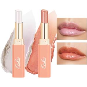 Oulac Rossetto 2 in 1 e balsamo per labbra, rossetto succoso e lucido, labbra morbide e idratate, finitura lucida per labbra secche, screpolate e fragili, vegane