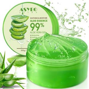 ASYBO 300 ml Aloe Vera Gel - Crema Idratante Aloe Vera Pura al 99% per Viso e Corpo, Crema Naturale all'Aloe per Pelli Secche, Scottature, Acne