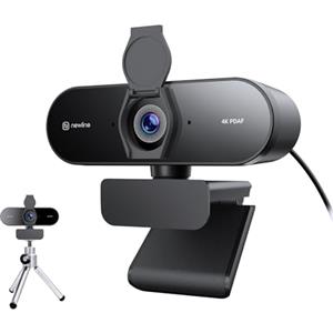 N newline Webcam PC 4K con 2 Microfoni e Treppiede in Metallo regolabile, 12 Megapixel, Full HD 1080P/60FPS, Autofocus aggiornato a PDAF, Suono Stereo Chiaro, USB Telecamera PC per Windows MacOS