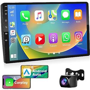 Podofo 2+64G Autoradio Android 2 Din con Wireless Carplay Android Auto, Autoradio Bluetooth Touchscreen da 9