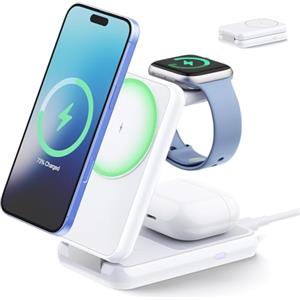 iVANKY per iPhone 16 Pro Max 3 in 1 Stazione di ricarica wireless Station pieghevole per MagSafe Charger caricatore magnetico Stazione di Ricarica Rapida per iPhone - per Apple iWatch- per AirPods