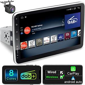LEROAADZ Staccabile Autoradio 1 Din Android con Schermo DAB+ Android Auto Wireless & Carplay Wireless 9 Pollici QLED Touch Screen Stereo Auto Bluetooth con 8 Core 2G+32G AM/FM/RDS WiFi 4G USB Universale