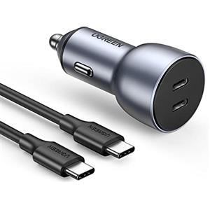 UGREEN 40W Caricatore Auto 2 Porte, Caricabatterie Accendisigari con 1M Cavo USB C 60W Ricarica Rapida, Compatibile con iPhone 16/15/14, Galaxy S24/S23, iPad PRO/Air/Mini ecc.