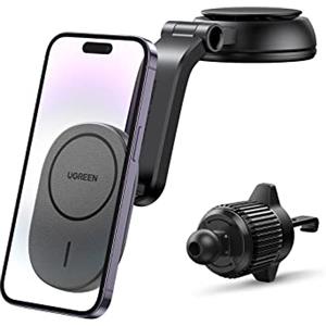 UGREEN Caricatore Magnetico da Auto, Caricabatterie Wireless 2 in 1, Porta Cellulare Aria Bocchetta Compatibile con iPhone 16 Plus Pro Max/15/14/13/12 Serie
