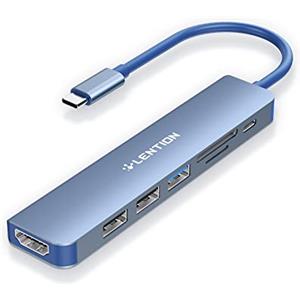 LENTION Hub USB C con HDMI 4K, PD 100W, USB 3.0 e 2.0, Lettore SD/TF, Adattatore per 2024-2016 MacBook Pro M1/M2/M3/M4, Nuovo Mac Air, iPhone Serie 16/15 e Altro (CE18, Blu)