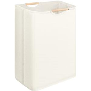 Sosayet Cesto portabiancheria, 60L Cesta Portabiancheria Pieghevole con Manico in Legno, Cesta Biancheria in Tessuto per camera da letto, bagno, cameretta dei bambini, viaggio