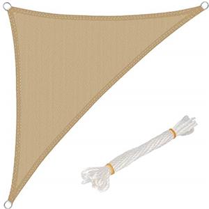 WOLTU Vela ombreggiante 5x5x7m in HDPE 180 g/m² Traspirante Tenda a Vela Parasole Triangolare Protezione Solare Respirante Anti UV Giardino Esterni Sabbia
