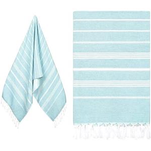 Eucomir Fouta Telo Mare Grande 90 * 180CM,Asciugamano da Spiaggia,Teli Mare Spiaggia Antisabbia Leggero frange,Super Assorbente e Asciugatura Rapida,Telo da Bagno Lo Piscina/Viaggi/Campeggio,Azzurro