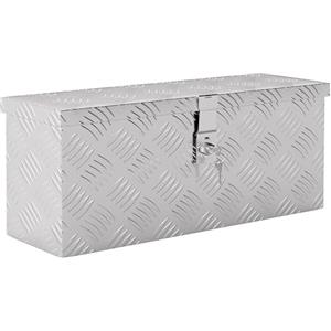 HOMCOM Cassetta Portautensili da 2 kg con Chiusura a Chiave, Valigetta Portautensili in Lamiera di Alluminio, 50x15.5x20.5 cm, Argento