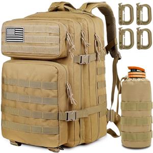 MUCHER Zaino Tattico Militare 45 Litri, Zaino Trekking, Zaino da Viaggio Grande Capacità, Zaino Assault 3 Giorni da Combattimento Molle con portabottiglie e 4 Moschettoni per Caccia,Trekking,Campeggio