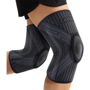 CAMBIVO 2x Ginocchiera Ortopedica, Tutore con Stabilizzatori Laterali e Patella Gel Pad, per Palestra Corsa, Sport, ACL, Artrite, Menisco, Sollievo dal Dolore Lacrimale, Nero, L