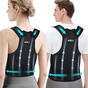 MRLI Fascia Posturale Spalle Schiena Uomo: Lombare Supporto Postura Donna - Busto Schiena Dritta Correttore Postura Tutore - Cintura di Correzione Della Postura Regolabile Nero XXL
