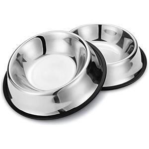 Nobleza - 2 Pack Ciotole per Cani in Acciaio Inox, Lotole per Cani con Base in Gomma Antiscivolo, Ciotola per Acqua e Cibo per Cani, Ciotola per Animali Domestici Taglia Media/Grande 25.5 CM