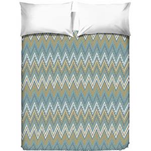 PENSIERI DELICATI Telo Copriletto Matrimoniale 260 x 280 cm, Telo Singolo 100% Cotone Pique, Ideale Come Telo Arredo, Coperta Salva Letto 2 Piazze, Fantasia Spinato Verde, 100% Made in Italy