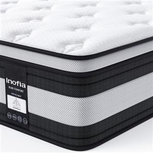 Inofia Materasso Kuhl 90x200 cm, Spessore materasso 28 cm H3/H4, 7 zone ergonomiche, Certificato Oeko-Tex, Materasso a molle insacchettate in cotone biologico, Prova gratuita 100 notti