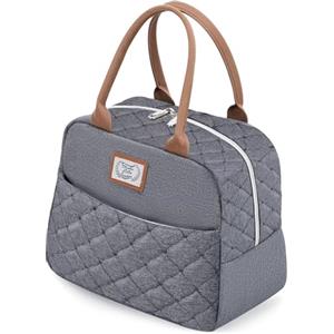 Lekespring Borsa Termica Alimenti 9L | Borsa Frigo Portatile Piccola Anti-perdite - Borsa Alimenti Lavoro Senza BPA - Borsa Termica con Superficie Impermeabile,per Uomo e Donna - Imbottita Grigia
