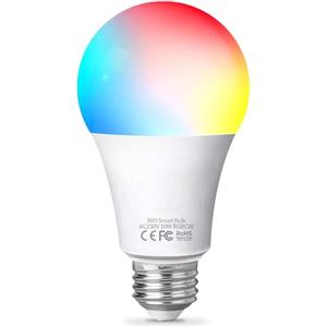 Fitop Lampadina Alexa WiFi E27, Lampadine Smart LED 9W Dimmerabile RGBCW Colore Cambiano Luci 2700K-6500K, Compatibile con Alexa/Google Home/Siri, 1 Pezzi