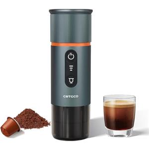 COTGCO Macchina per caffè Espresso Portatile : Macchina da caffè Portatile a Batteria per viaggi in Campeggio - Riscaldamento Rapido in 2,5 inuti - 8 Tazze di Caffè Espresso per una Carica - Blu Navy