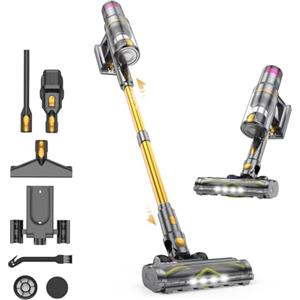 aonus Aspirapolvere senza Fili 45Kpa/580W/70Mins, Scopa Elettrica senza Fili Potente con Touchscreen Intelligente, Autoportante, Anti-Avvolgimento, per Pavimenti/Tappeti/Peli Animali