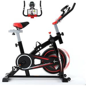 ISE Bicicletta Cyclette Da Casa con Resistenza Regolabile, cyclette professionale con Sensore di Impulso, Porta Celullare, Ruote di Trasporto, Bicicletta Cyclette Indoor,Silenzioso, SY-7802