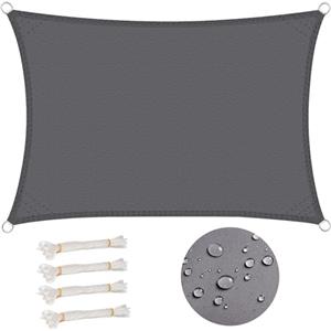 WOLTU Vela ombreggiante 4x6m in PES 160 g/m² Impermeabile Tenda a Vela Parasole Rettangolare Protezione Solare Respirante Anti UV Giardino Esterni Grigio