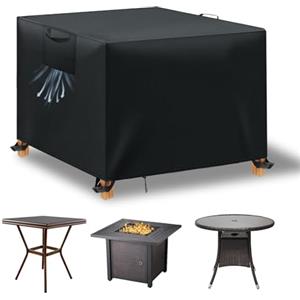 WUAYAMI Copertura Tavolo Esterno Impermeabile,Panno 420D Oxford Impermeabile Copertura,Tavoli e Sedie da Cortile Raggi UV, Quadrato Resistente allo Strappo Copertura Tavolo (Nero, 70x70x70cm)