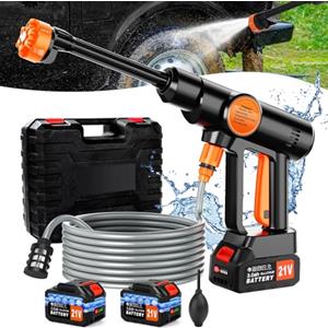 Innopower 21V Idropulitrice a Batteria, 60Bar Idropulitrice Professionale Portatile con 2 Batterie da 3000mAh, Ugello 6 in 1, Tubo da 5M, Serbatoio in Schiuma, Idropulitrice Senza Fili per Auto Giardino